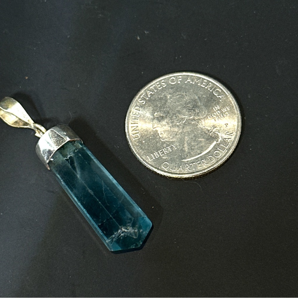 Sterling Silver 925 Fluorite Point Pendant Crystal - Picture 12 of 17